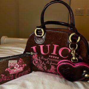 RARE Vintage 2000ms Juicy Couture Bowler Bag w/ Matching Cardholder Wallet